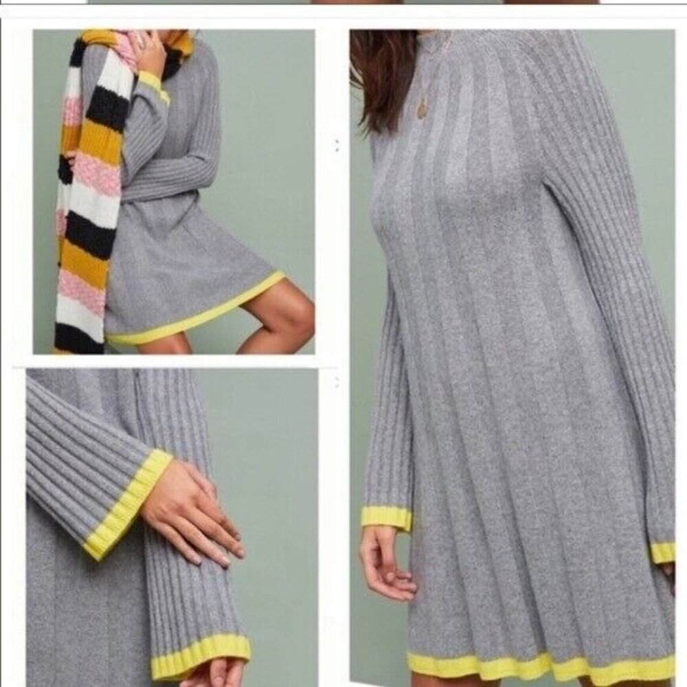 Anthropologie Arsenau Dress Women's Wool Alpaca Viscose Grey Ribbed Sweater  XS